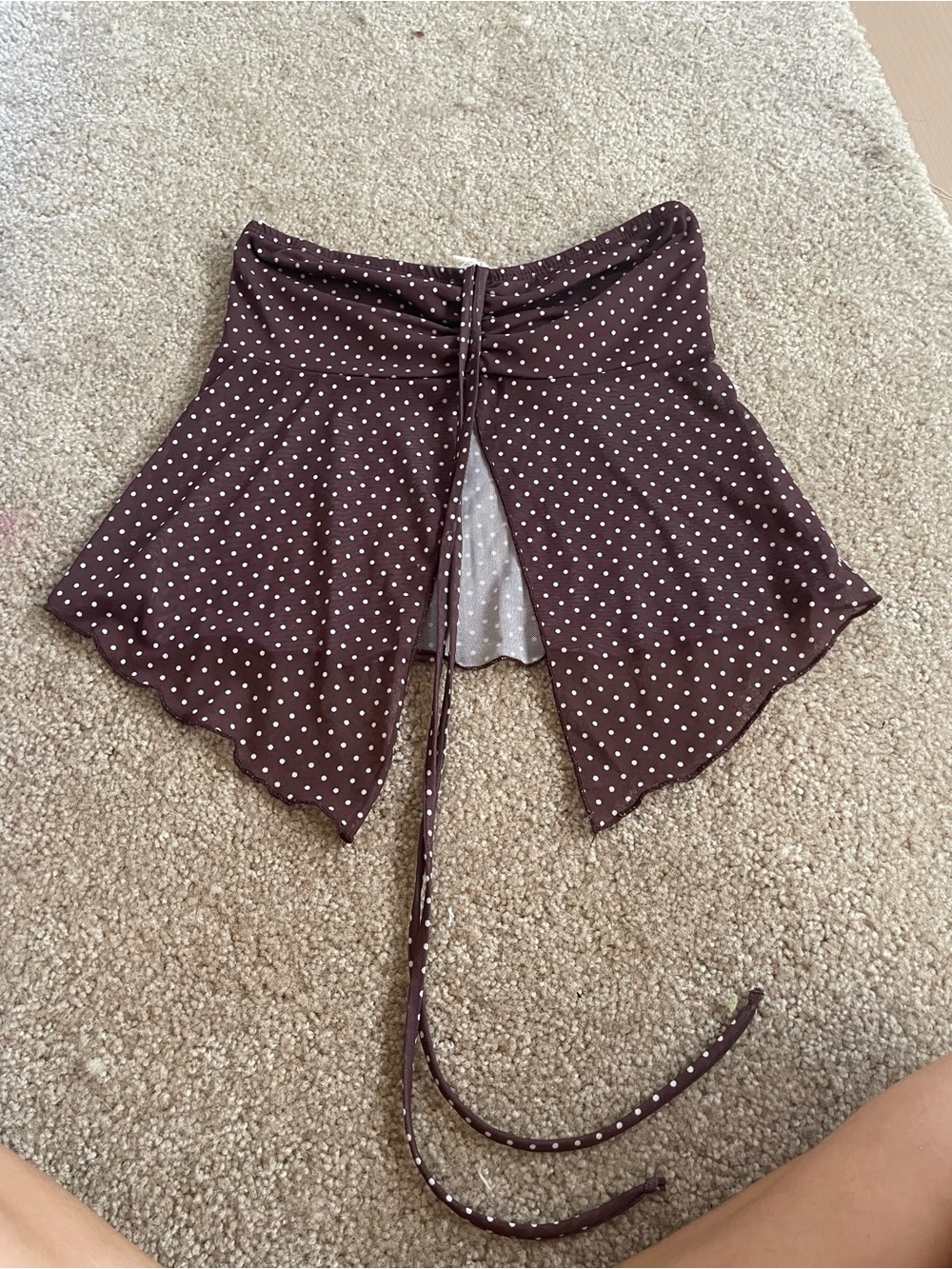 Brown Polka Dot Lace-Up Women’s strapless top
